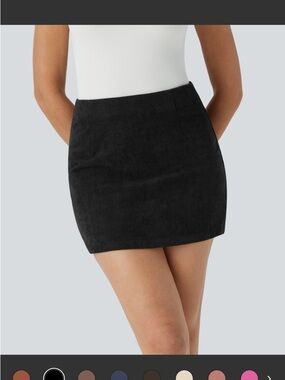 HALARA Black Corduroy Mini Skiet with built in shorts